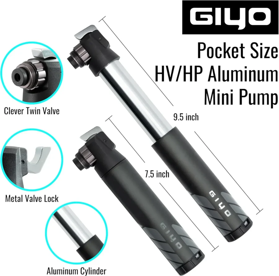 Inflador Giyo Gm-45t 80cc Clever Twin Valvúla Aluminio